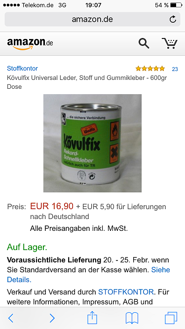 Vielleicht besser den Kleber nutzen?